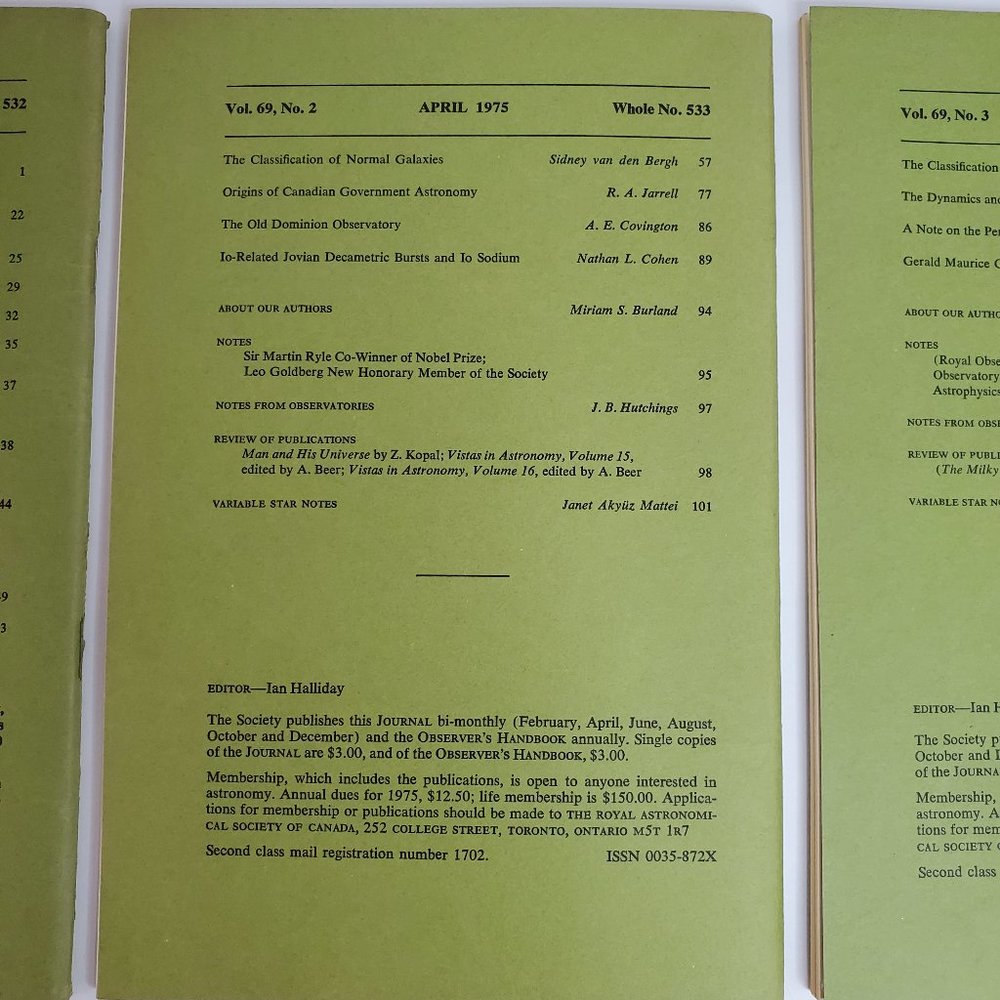 Vintage Journals of the Royal Astronomical Society of Canada Volume Set 69 1975 - Picture 5 of 11